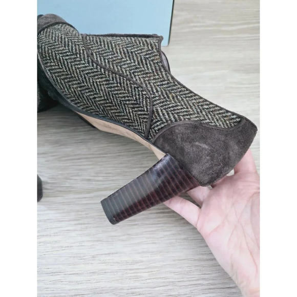 Johnston and Murphy Gail Piped Oxford Herringbone Brown Green Pinup 40s Heels 8 - Picture 10 of 10